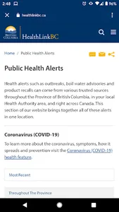 BC Health Service Locator screenshot 2