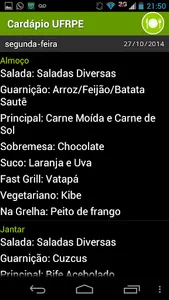 Cardápio UFRPE screenshot 2