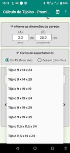 Cálculo de Tijolos screenshot 1