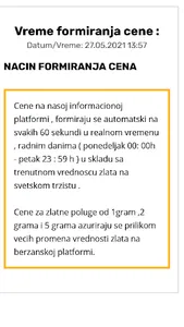 Cena zlatnih poluga screenshot 2