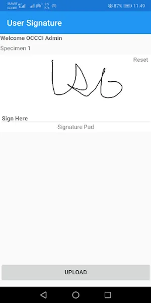 OCCCI User Signature screenshot 2