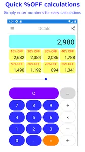 DCalc (Percent off calc App) screenshot 3