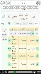 Arabic verb conjugation screenshot 2