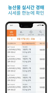 농산물 실시간 경매 시세 screenshot 0