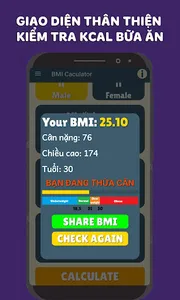 BMI, BMR và Xem Calo Thực Phẩm screenshot 13