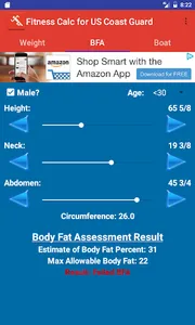 Fitness Calc-Coast Guard screenshot 1