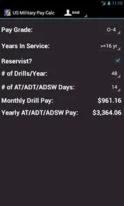 US Military Pay Calc Plus screenshot 0