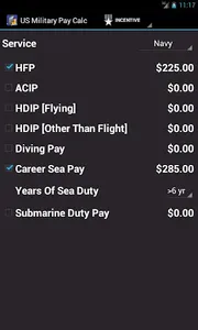 US Military Pay Calc Plus screenshot 1