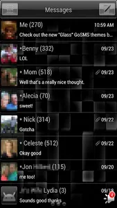 GoSMS Pro Theme Gunmetal Glass screenshot 1