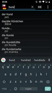 Czech-German offline dict. screenshot 2