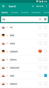 German-polish dictionary screenshot 2