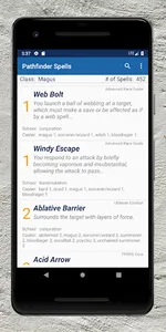 Pathfinder Spells screenshot 1