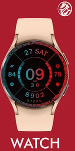 Red analog watch face D11 screenshot 1