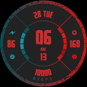 Red analog watch face D11 screenshot 3