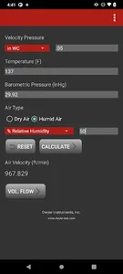 Air Velocity/Flow Calculator screenshot 0