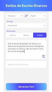 Tradutor Gerador de Texto - IA screenshot 2