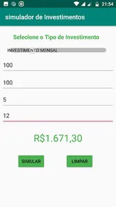 Simulador de Investimentos screenshot 1