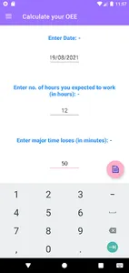 CalculateOEE screenshot 2