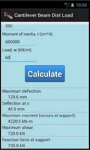 Cantilever Beam Dist Load screenshot 2