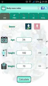 BMI Ideal weight and calories screenshot 8