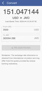 USD to JMD screenshot 2