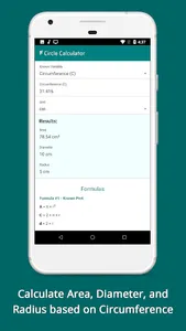Circle Calculator - Area, Circ screenshot 2