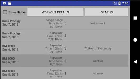 Grips & Grades hangboard app screenshot 5