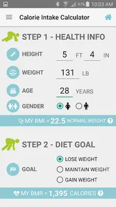 Diet Calories Start Calculator screenshot 0