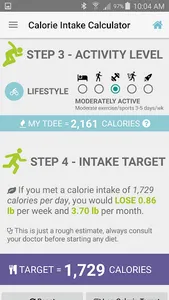 Diet Calories Start Calculator screenshot 1