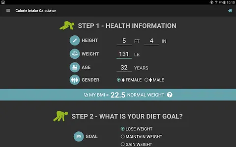 Diet Calories Start Calculator screenshot 13