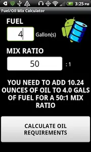 Fuel/Oil Mix Calculator screenshot 0