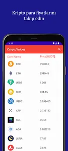 Crypto Currency Values screenshot 0