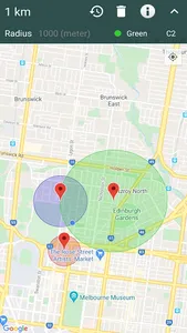 1 km radius: Draw a circle on  screenshot 3