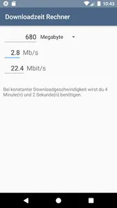 Downloadzeit Rechner screenshot 1