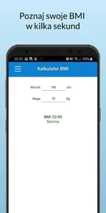 Kalkulator BMI screenshot 1