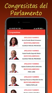 Presidentes  Congresistas Perú screenshot 3