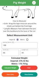 Pig Weight Calculator screenshot 1