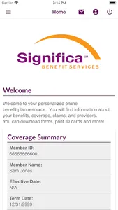Significa Benefit Services, In screenshot 1