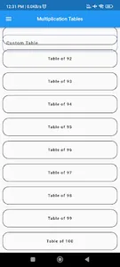 Multiplication Table screenshot 1