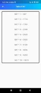 Multiplication Table screenshot 2