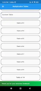 Multiplication Table screenshot 3