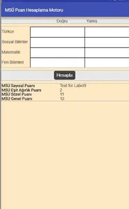 MSÜ Puan Hesaplama Motoru screenshot 1