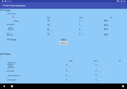 TYT-AYT Puan Hesaplama Motoru screenshot 2