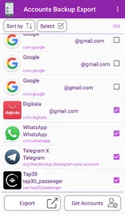 Accounts Backup Export screenshot 0