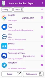 Accounts Backup Export screenshot 1