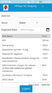 HPGas NC Enquiry screenshot 1