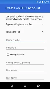 HTC Account—Services Sign-in screenshot 1