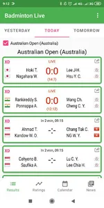 Badminton Live. Results 4 fans screenshot 0