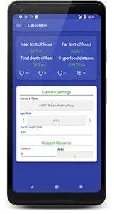 DOF Calculator PRO screenshot 3