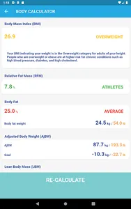 Body Calculator: BMI/RFM/LBM,  screenshot 10